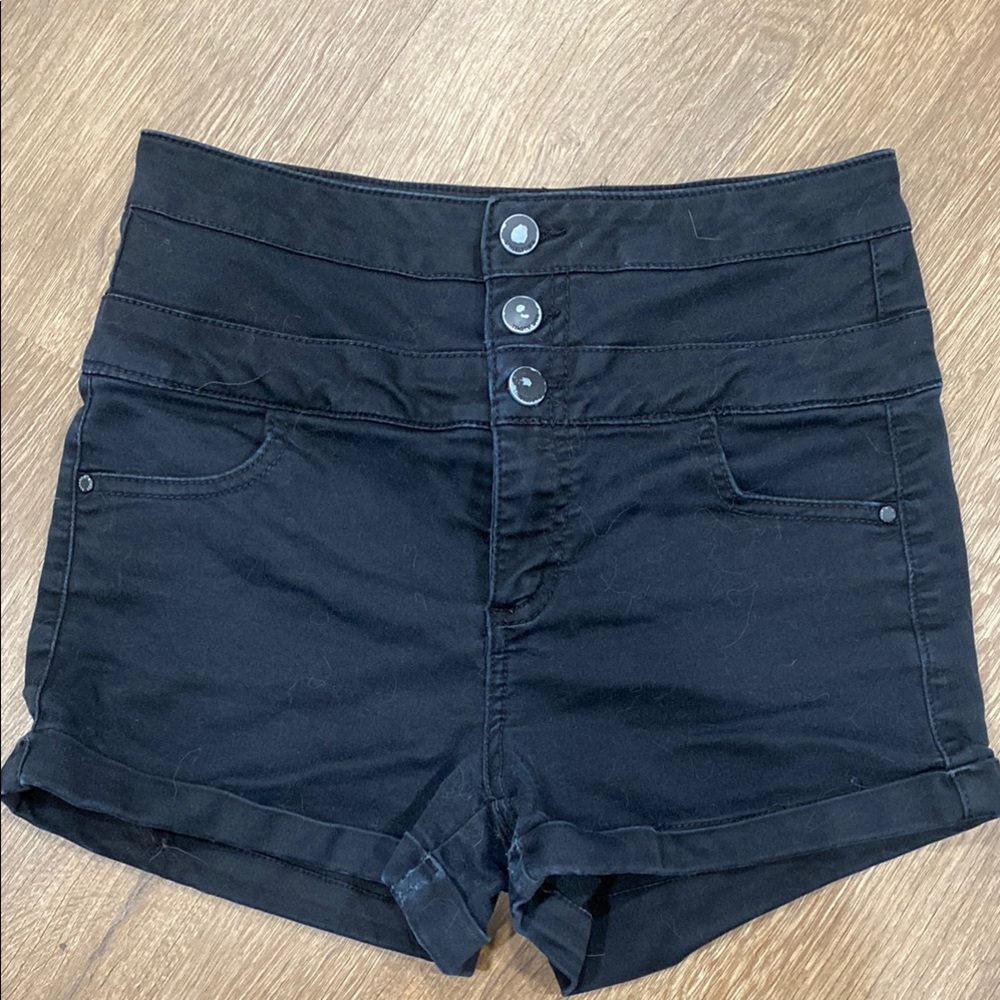 Tinseltown Black High Waist Shorts